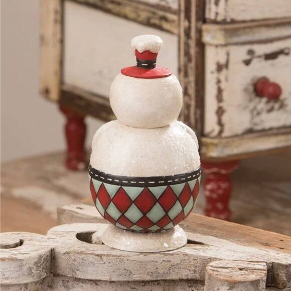 New Bethany Lowe Johanna Parker Double Candy Cane Conrad Snowman Jar Christmas - Picture 2 of 8